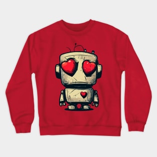 Cute clumsy sad valentine retro robot in love Crewneck Sweatshirt